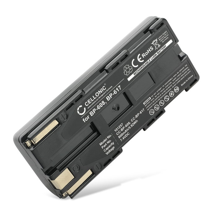 Batterij voor Canon PowerShot G10, G2000, PowerShot G10, GL2, EOS 300v, E1 E2 E30, ES8400v BP-608 BP-608A BP-617 Accu (800mAh, 7.4V) van CELLONIC