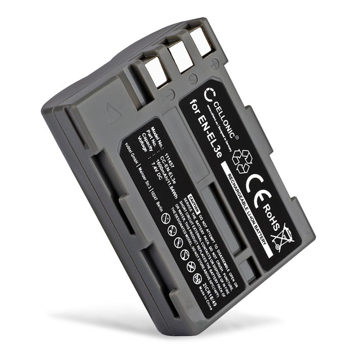 Accu voor Nikon D700 D90 D50 D70 D70s D80 D100 D200 D300 D300S EN-EL3e - 1600mAh EN-EL3e Batterij