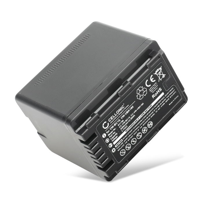 Batterij voor Panasonic VX870 SD40 TM80 SD90 SD80 SD60 HS80 SD66 V707 VBK180 VBK360 VW-BC10 VW-VBK180 VW-VBK360 VW-VBL090 Accu (3400mAh, 3.7V) van CELLONIC