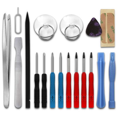 18-delige reparatiekit voor mobiele apparaten, met 2 x Pentalobe schroevendraaiers, 4 x TORX schroevendraaiers, pincet & meer | reparatie tools voor smartphones