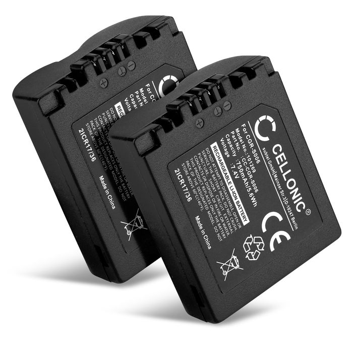 2x Leica V-LUX 1 Accu Batterij 750mAh van CELLONIC