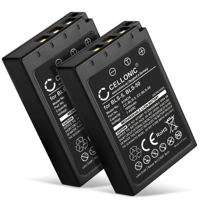 2x Olympus OM-D E-M10 Mark II Accu Batterij 1000mAh van CELLONIC