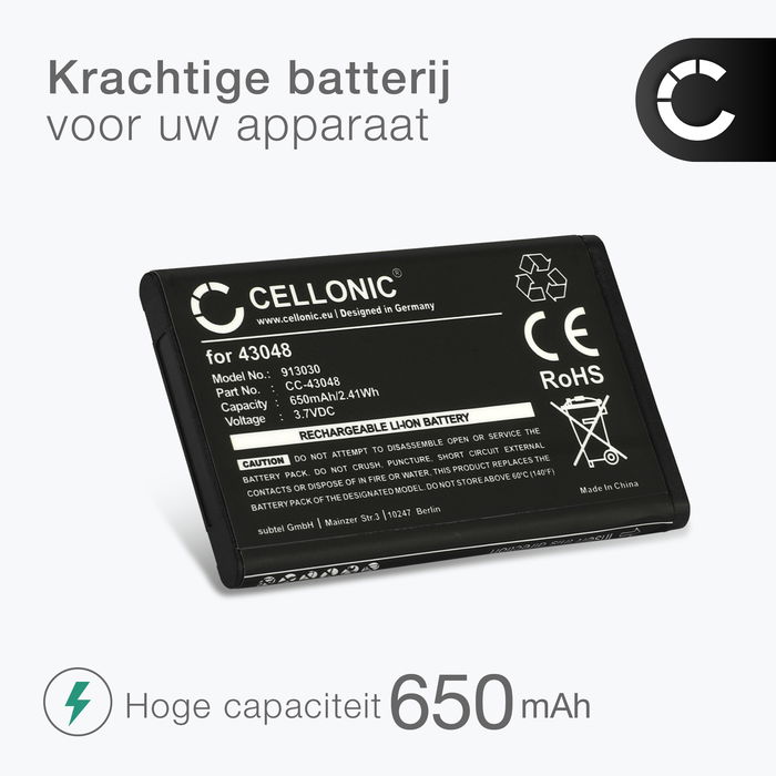 2x 043048,C0487,SV20405855 batterij voor huistelefoon voor Swissvoice ePure / ePure fulleco DUO - 650mAh vervangende accu draadloze telefoon