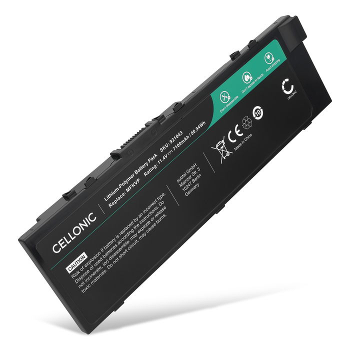 1x Battery for Dell Precision M7510, M7710, 15 7510, 15 7520, 17 7710, M7520, MFKVP, GR5D3, RDYCT 11.1V 6400mAh from CELLONIC
