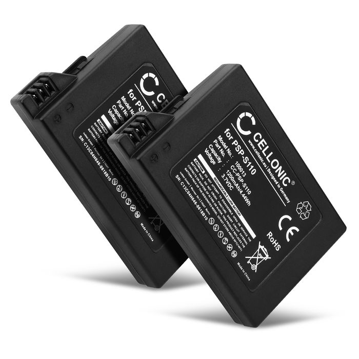 2x Sony PSP Slim & Lite (PSP-2000 / PSP-2004) Accu Batterij 1200mAh van CELLONIC
