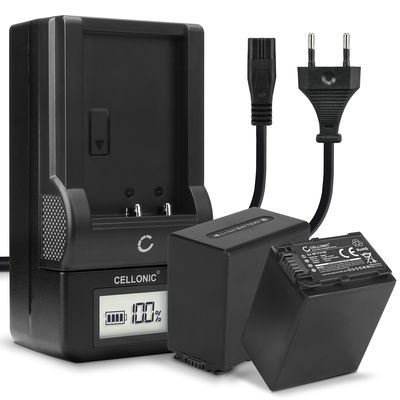 2 x Sony NP-FV50, NP-FV70 vervangende batterij voor Sony FDR-AX33, FDR-AX100, FDR-AX700, PXW-X70, HDR-CX625 video camera - 3300mAh + oplader NP-FV100 camcorder