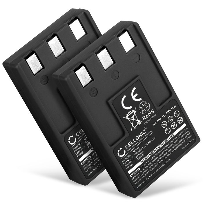 2x Canon NB-1L Accu Batterij 830mAh van CELLONIC
