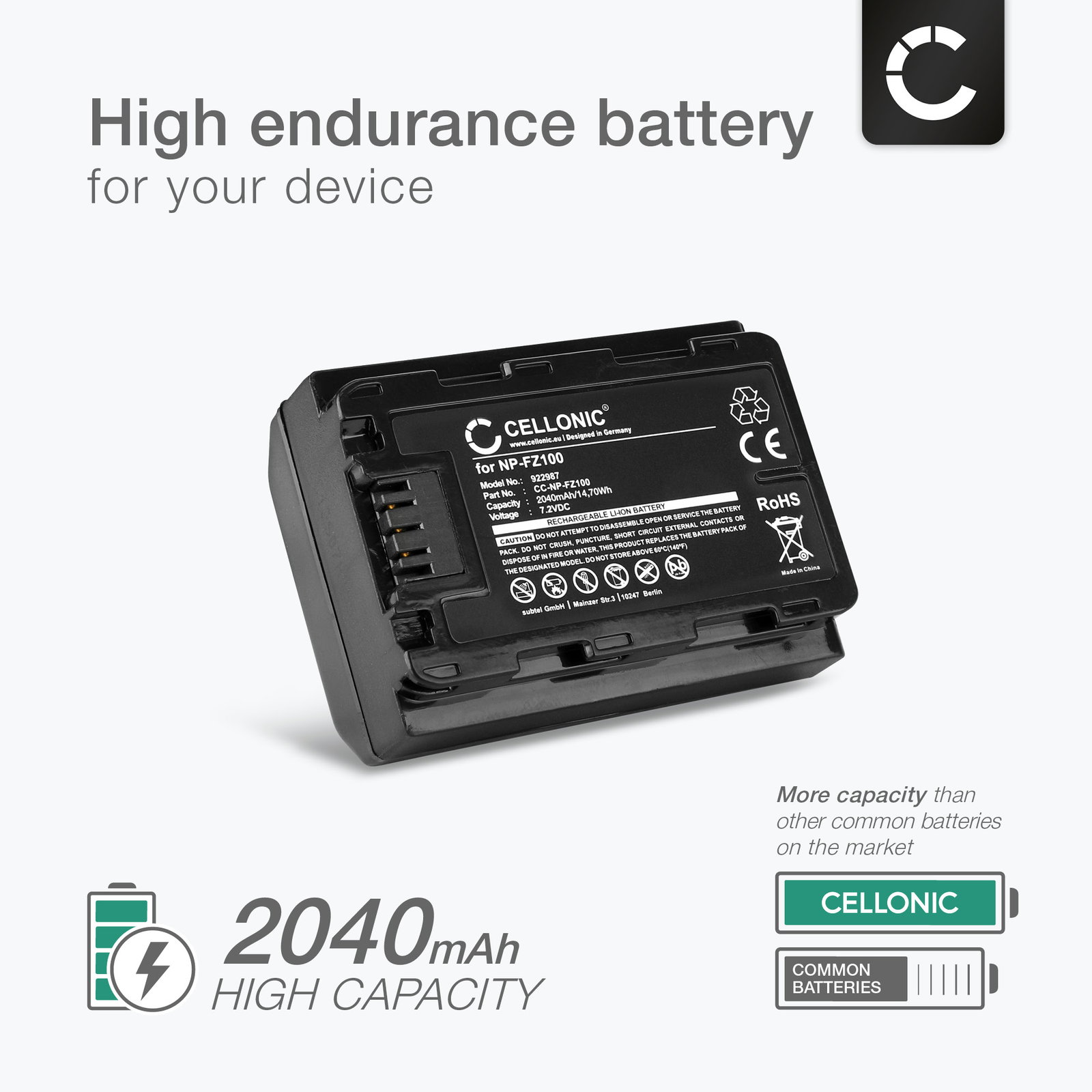 Battery for Sony Alpha 7 IV, A6700, A7C, A7S III