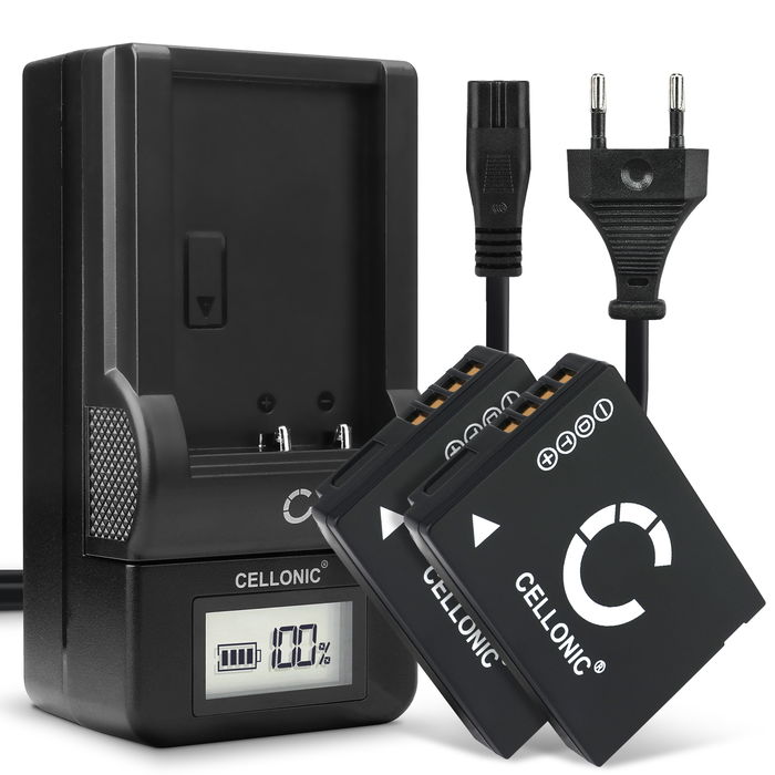 2x Panasonic Lumix DMC-TZ35 Accu Batterij + Oplader 890mAh van CELLONIC