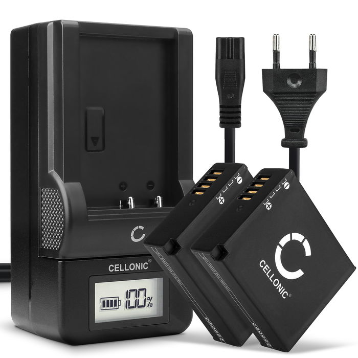 2x Panasonic Lumix DC-TZ90 Accu Batterij + Oplader 980mAh van CELLONIC