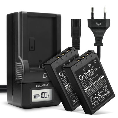 2x Batterij voor Olympus Pen E-PL7, OM-D E-M10 Mark II, Olympus Stylus 1, Pen E-PL6, E-450, E‑P3 1000mAh + Oplader van CELLONIC