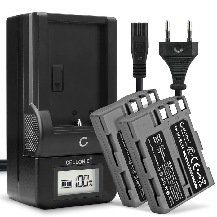 2x Nikon D200 Accu Batterij + Oplader 1600mAh van CELLONIC