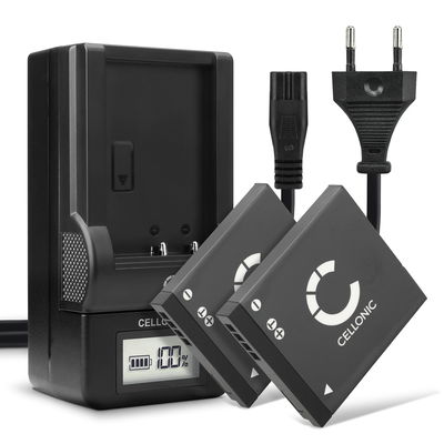 2x CELLONIC Camera Battery for Panasonic Lumix DMC-FT30 FT25 DMC-FS45 FS40 FS35 DMC-SZ7 SZ1 DMC-FX90 Replacement DMW-BCK7 NCA-YN101H Battery 700mAh Backup + Charger DE-A92A