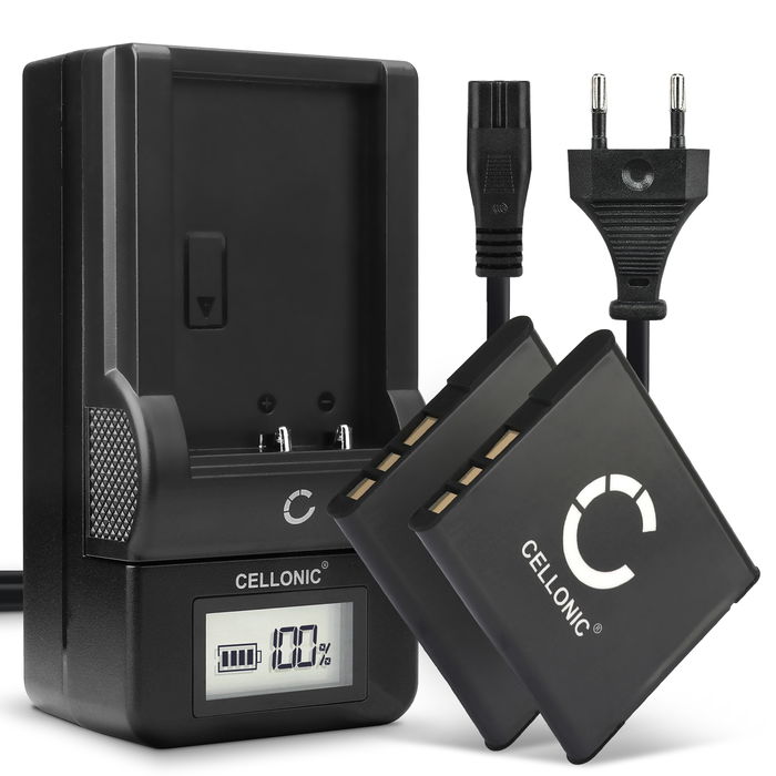 2x Sony Cyber-shot DSC-T110 Accu Batterij + Oplader 580mAh van CELLONIC