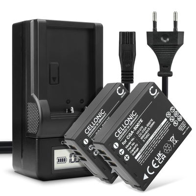 2x Accu voor Panasonic Lumix DMC-TZ5 DMC-TZ5 DMC-TZ3 DMC-TZ1 DMC-TZ4 DMC-TZ2 camera - CGA-S007 CGR-S007 DMW-BCD10 900mAh + Oplader DA-A46A DE-A25B DE-A26A DE-A45 Vervangende batterij fototoeste, oplader, oplaadkabel