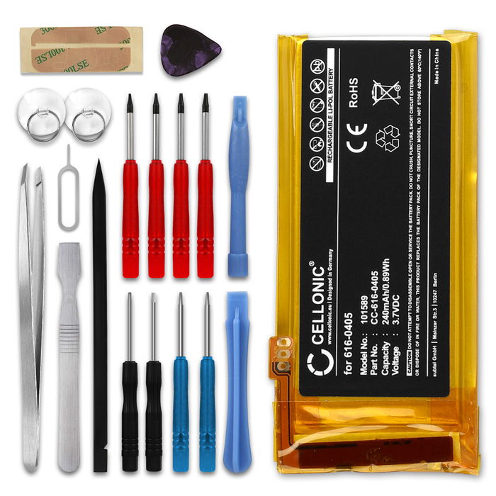 Apple iPod nano 4 Gen. - A1285 Accu Batterij + Schroevendraaier-set 240mAh van CELLONIC