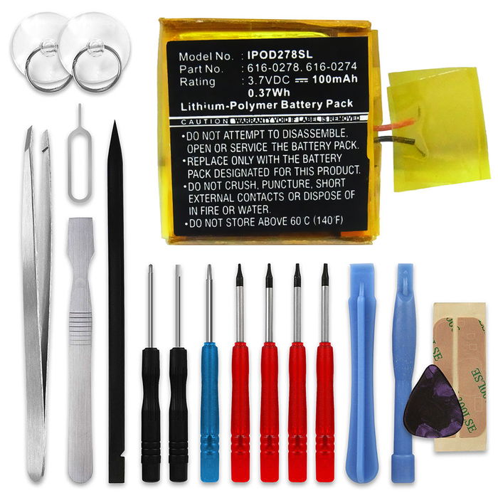 Apple iPod Shuffle 3 Gen. - A1271 Accu Batterij + Schroevendraaier-set 100mAh van subtel