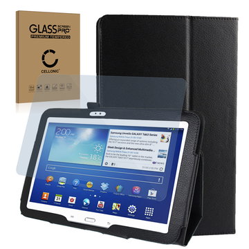 Flip Cover tablet hoes compatibel met Samsung Galaxy Tab 3 10.1 (P5200 / P5210 / P5220) tablethoes met bumper en standaard / standfunctie - Kunstleer zwart staande klaphoes bookstyle - touchscreen