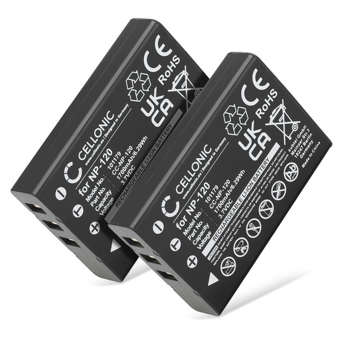 2x Battery for Besteker Pro 4K AC1, Ordro HDV-D320, HDV-D325, HDV-D395, HDV-D80S from CELLONIC