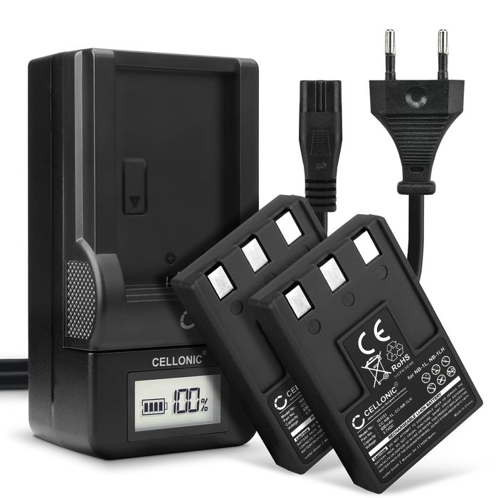 2x Canon CB-2LS Accu Batterij + Oplader 830mAh van CELLONIC