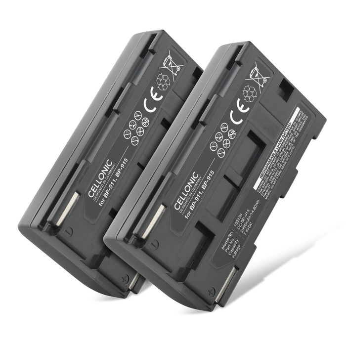 2x CELLONIC® Camera Battery for Canon XF100 G2000 G1000 XF105 XL1s XL1 XL2 XH-A1 Replacement BP-915 BP-945 BP-930 BP-911 BP-941 BP-927 BP-924 BP-914 Battery 2000mAh Backup 