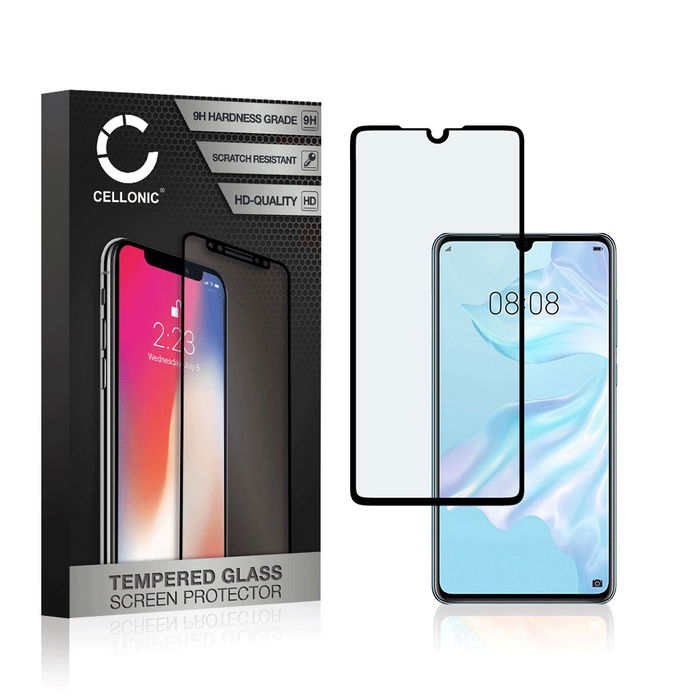 Vervangende screenprotector compatibel met Huawei P30 smartphone (3D Case-friendly, 9H, 0,33mm, Full Glue)
