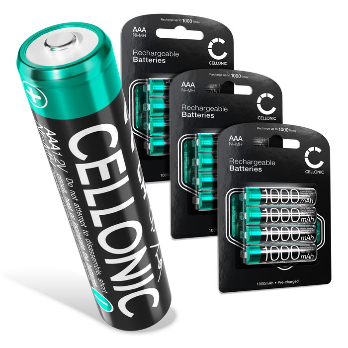 Cellonic AAA Accus - 1000mAh - pre geladen, lange levensduur - 12x Batterijen AAA / Micro / HR03 battery
