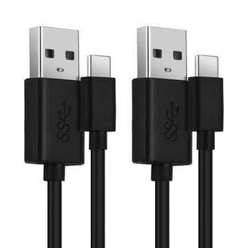 2x USB Kabel voor GoPro Hero 5, 6, 7, 8, 9, 10, 11, Max, Max 360, Fusion - 1m Oplaadkabel 3A Camera foto PVC Datakabel zwart
