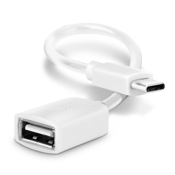 USB OTG-kabel voor Huawei MediaPad M5 8.4 / M5 10.8 / M5 Pro / M5 lite 10 - OTG-adapter USB C Type C stekker naar USB A aansluiting - connector on-the-go adapterkabel wit