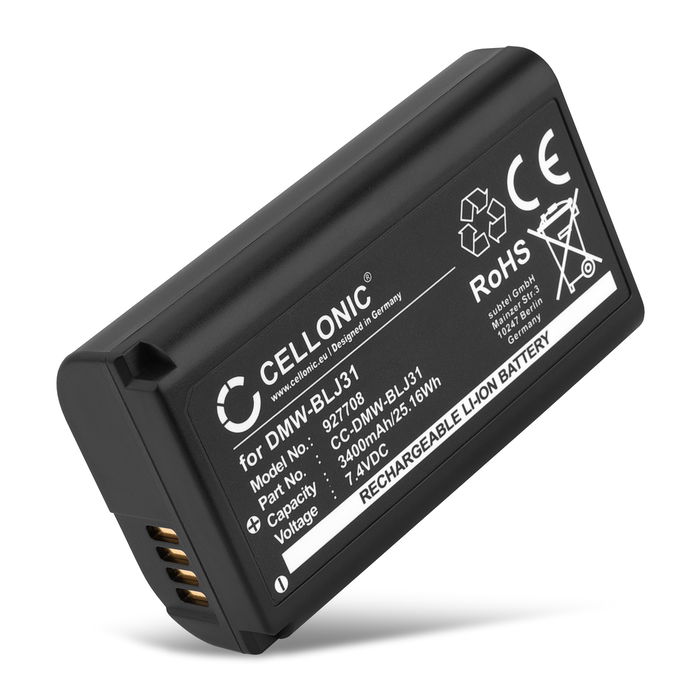 Batterij voor Panasonic Lumix DC-S1 Lumix DC-S1H Lumix DC-S1R Lumix S1 Lumix S1H Lumix S1R DMW-BLJ31 Accu (3400mAh, 7.4V) van CELLONIC