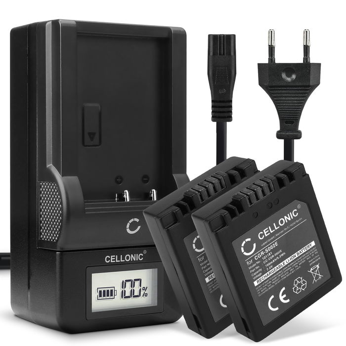 2x Panasonic CGA-S002 Accu Batterij + Oplader 700mAh van CELLONIC