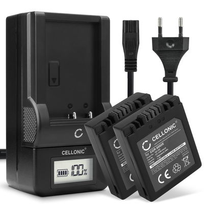 2x CGA-S002e CGA-S002e-1B CGR-S002 DMW-BM7 Camera Battery + Charger Set for Panasonic Lumix DMC-FZ10 DMC-FZ20 DMC-FZ5 -FZ1 -FZ15 -FZ2 -FZ3 DMC-FC20 700mAh Replacement Battery LCD Smart Charger