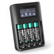 1x Oplader zwart + 4x AAA-batterijen 1000mAh