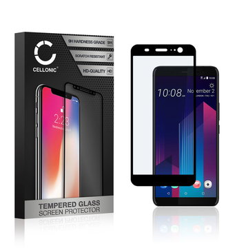 Vervangende screenprotector compatibel met HTC U11 Plus smartphone (3D Full Cover, 9H, 0,33mm, Full Glue)