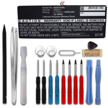 Batterij compatibel met Huawei MediaPad 10 Link S10-201u S10-202u S10-201L tablet - HB3X1 6400mAh battery vervangende accu, + Schroevendraaier-set Toolkit, gereedschapsset