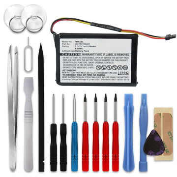 6027A0106801 GPS accu voor TomTom 4EM0.001.02, 4ET0.002.02, 4ET03, XL Holiday, XL IQ Routes Live, XL IQ Routes Regional / Europe Live - 1100mAh + Schroevendraaier-set vervangende batterij navigatie