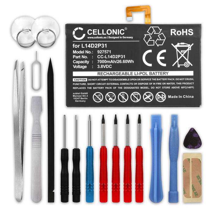 Lenovo Tab 4 10 LTE TB-X304L Accu Batterij + Schroevendraaier-set 7000mAh van subtel