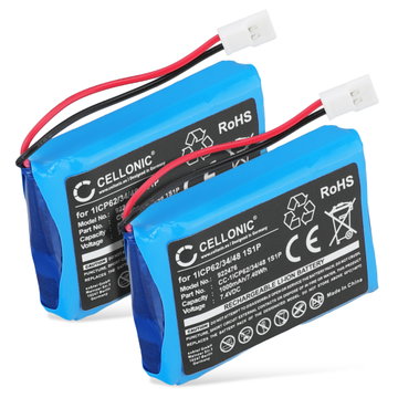2x Batterij compatibel met CTMS Eurodetector - 1ICP62/34/48 1S1P 1000mAh vervangende accu reservebatterij extra energie