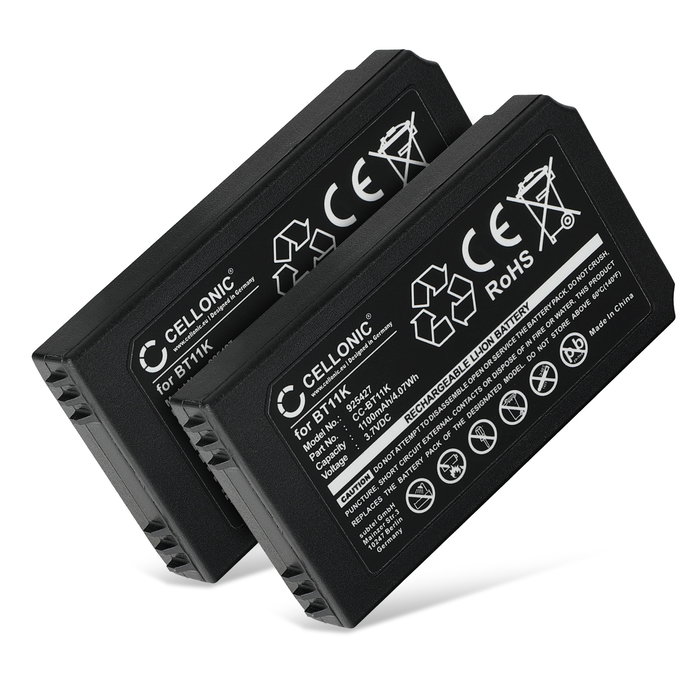 2x Battery for Ikusi IK2, PUPITRE IK2, Ikusi T70/2, Konecranes Mini Joystick Radio RMJ BT11K (1100mAh, 3.7V) from CELLONIC