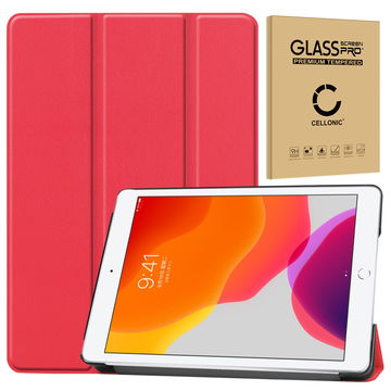 Flip Cover tablet hoes compatibel met Apple iPad 10.2 2019, 2020, 2021 (7th, 8th, 9th Gen) tablethoes met bumper en standaard / standfunctie - Kunstleer rood staande klaphoes bookstyle - touchscreen