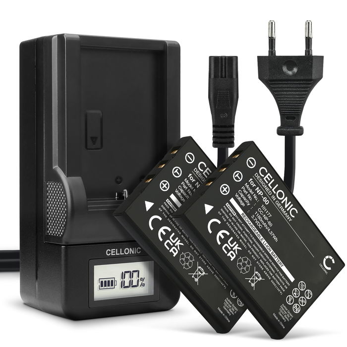 2x Toshiba Camileo H20 Accu Batterij + Oplader 1180mAh van CELLONIC