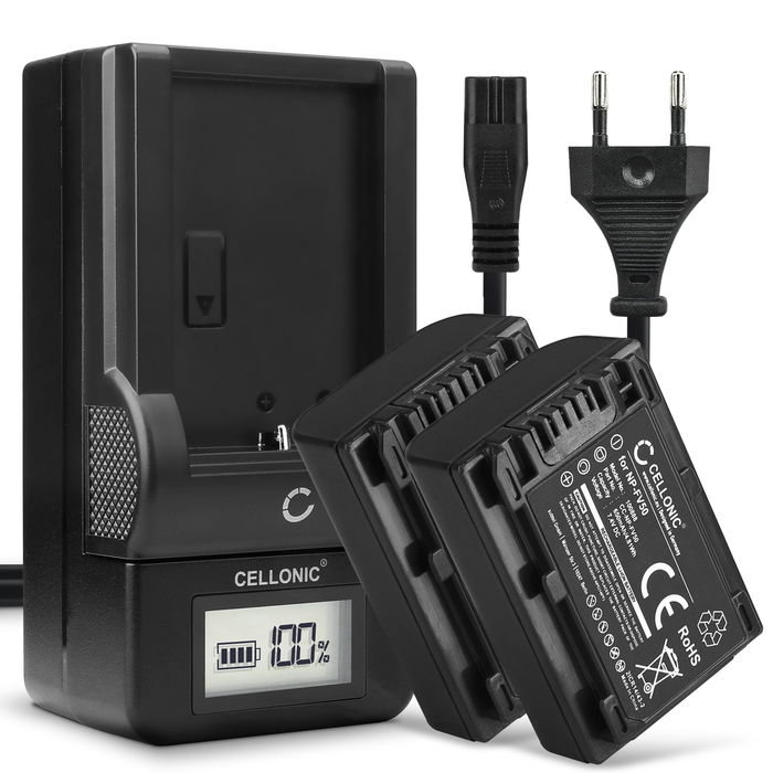 2x Sony DCR-SR68 Accu Batterij + Oplader 650mAh van CELLONIC