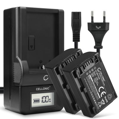 2x Accu voor Sony FDR-AX33 AX53 AX100e HDR-PJ810 PJ530 PJ330 PJ260 HDR-CX625 CX900 HDR-XR550 NEX-VG900 camera - NP-FV70A NP-FV50A NP-FV30 NP-FV90 NP-FV100A 650mAh + Oplader Vervangende batterij fototoeste, oplader, oplaadkabel