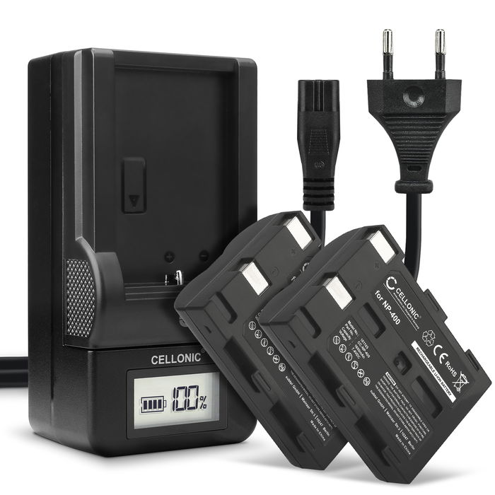 2x Konica Minolta NP-400 Accu Batterij + Oplader 1600mAh van CELLONIC