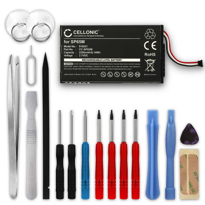 Batterij compatibel met Sony PS Vita (PCH-1000 / PCH-1004) / PS Vita (PCH-1100 / PCH-1104) - SP65M 2200mAh + Schroevendraaier-set vervangende accu reservebatterij extra energie
