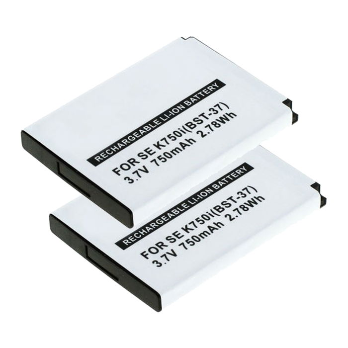 2x Batterij compatibel met Sony Ericsson W810i / W800i / W550i / W350i / K750i / K610i / J110i / V630i / Z520i - BST-37 750mAh vervangende accu reservebatterij extra energie