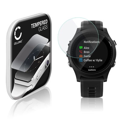 Screenprotector compatibel met Garmin Forerunner 935 smartwatch (2.5D, 9H, 0,33mm, Full Glue) fitness