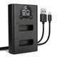 Dubbele acculader CB-2LHE + USB Kabel