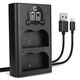 Dubbele acculader MH-18a + USB Kabel