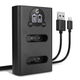 Dubbele acculader UC-90 + USB Kabel